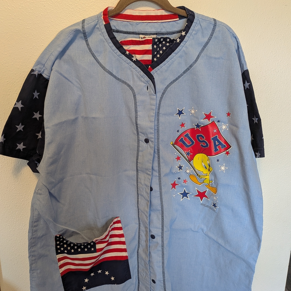 Tweety Bird Denim Shirt with Stars
